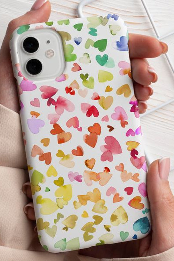 Watercolour Love Hearts By Ninola Design Phone Case (Rainbow)