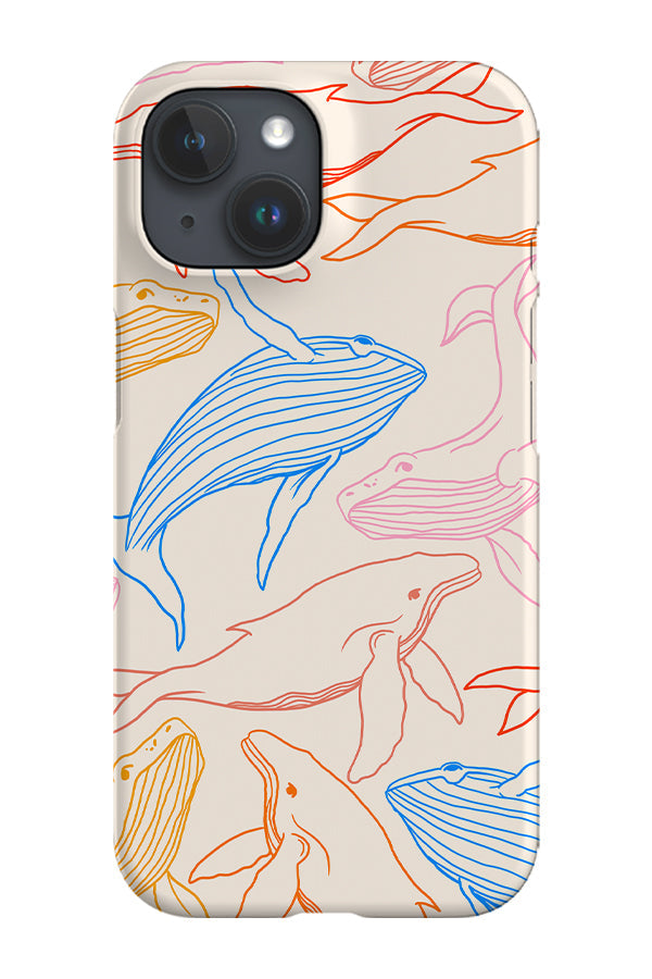 Humpback Whale Line Art Phone Case (Bright)