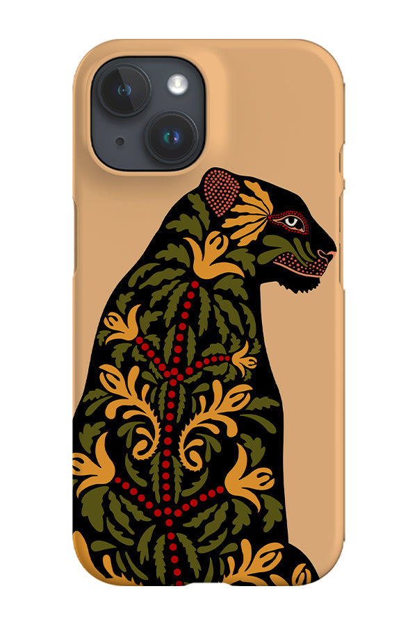 Floral Panther Up-Close Phone Case (Cream)