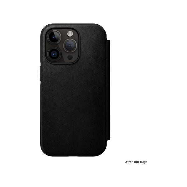 NOMAD Modern Leather Folio Phone Case for iPhone 14 Pro (Black)