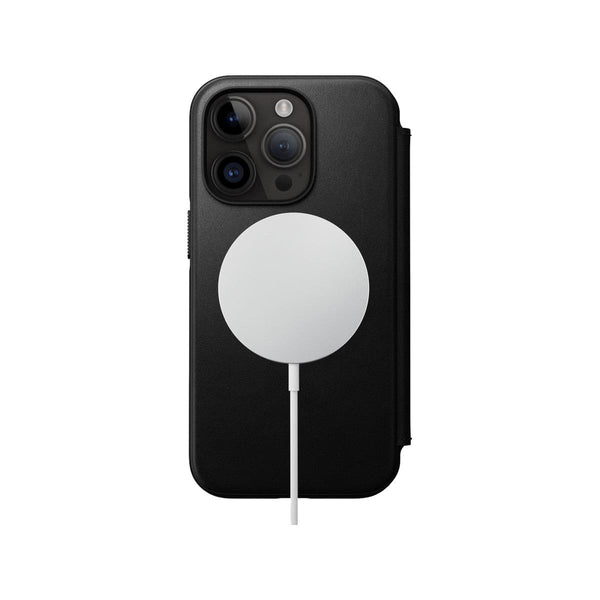 NOMAD Modern Leather Folio Phone Case for iPhone 14 Pro (Black)