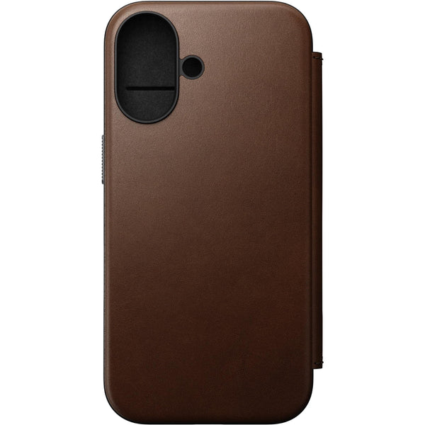 NOMAD Leather Folio Case for iPhone 16 (Brown)