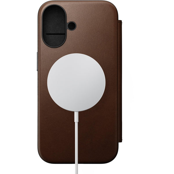NOMAD Leather Folio Case for iPhone 16 (Brown)