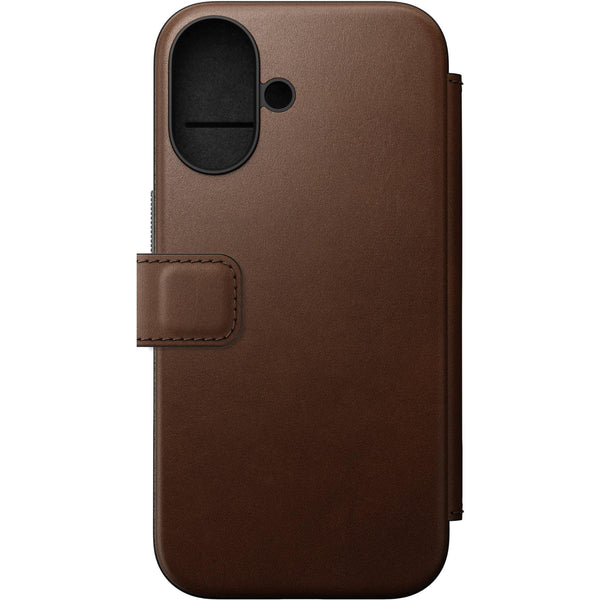 NOMAD Leather Folio Case for iPhone 16 (Brown)