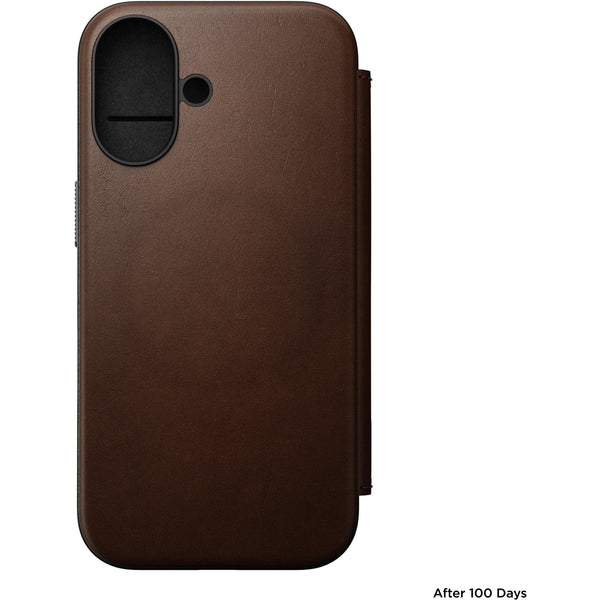 NOMAD Leather Folio Case for iPhone 16 (Brown)