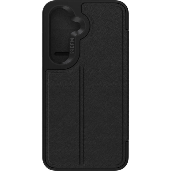 EFM Monaco Vegan Leather Wallet Case with D3O BIO for Galaxy S25+ (Black)