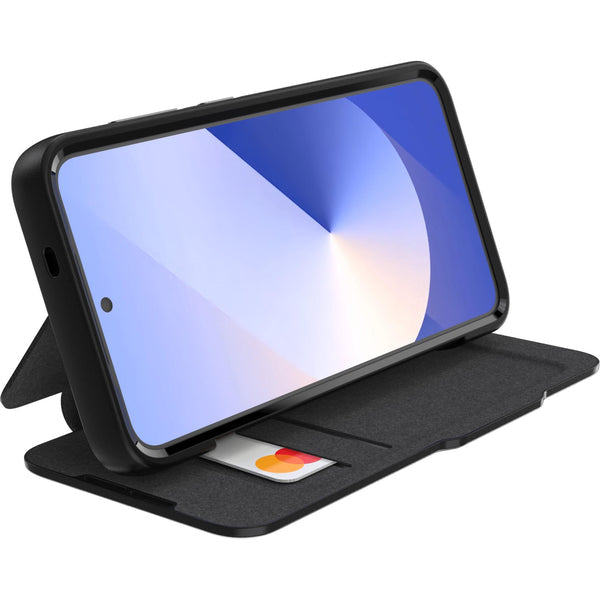 EFM Monaco Vegan Leather Wallet Case with D3O BIO for Galaxy S25+ (Black)