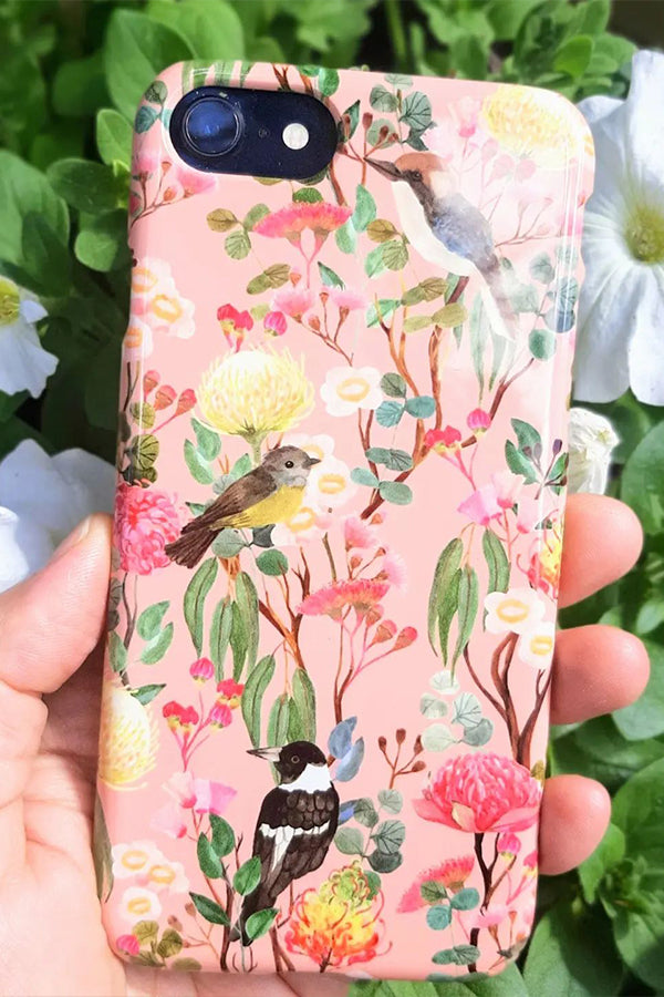 Australian Birds and Blooms by Cecilia Mok Phone Case (Blush Pink)