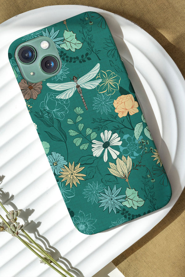 Dragonfly Floral by Michele Norris Phone Case (Green)