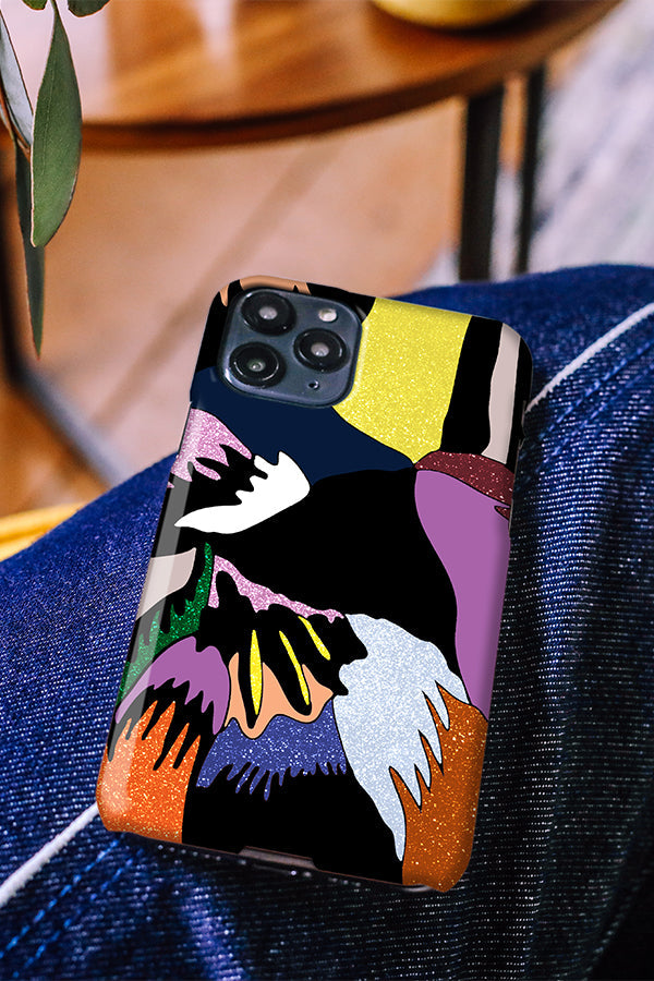 Glitter Feathers Phone Case (Yellow)