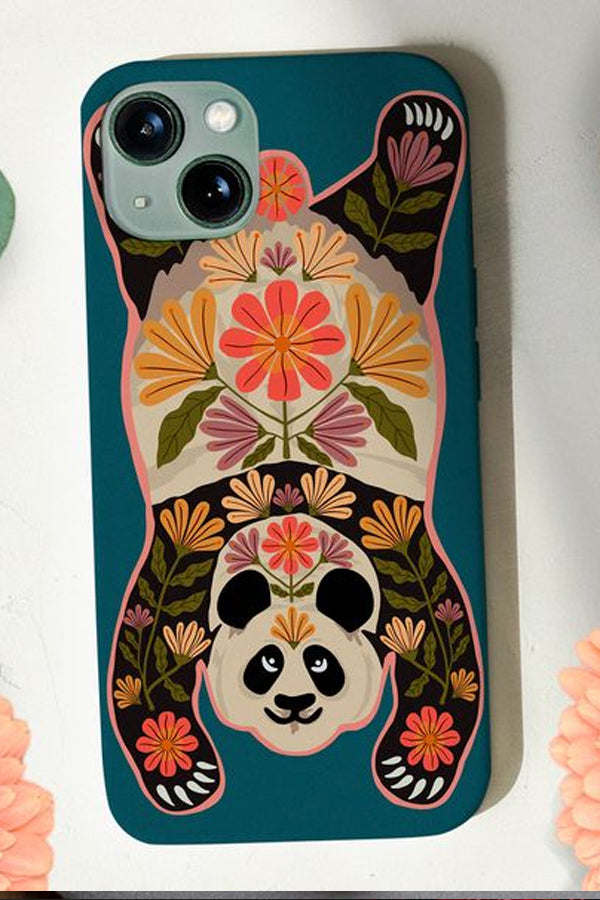 Panda Floral Phone Case (Teal)