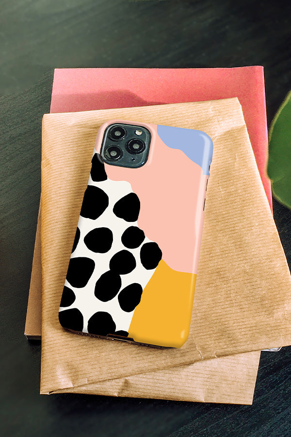 Wavy Shapes & Big Dots Phone Case (Pink)