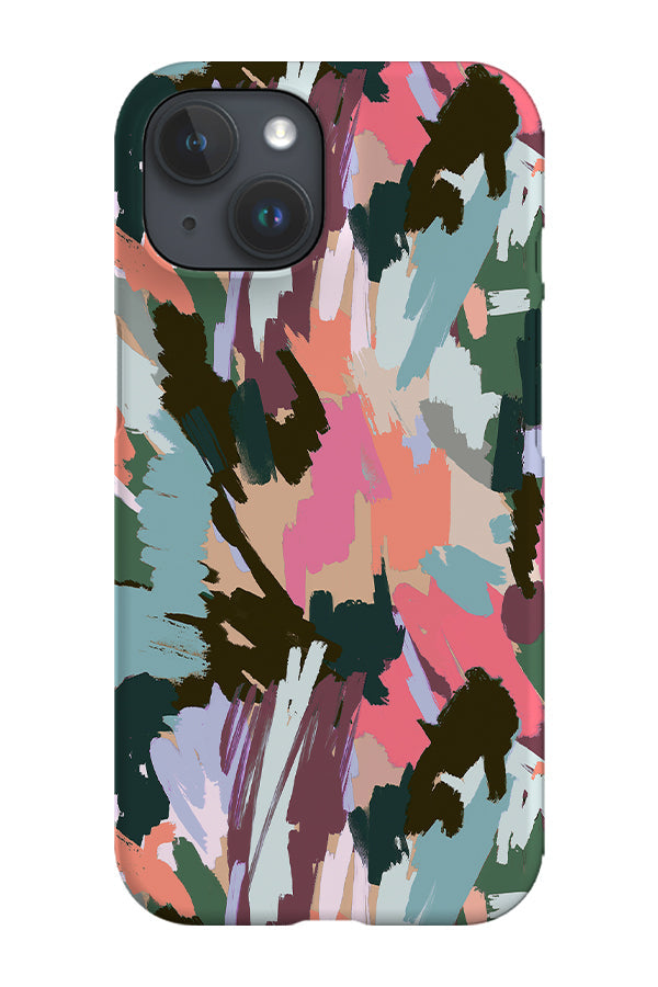 Artistic Brushstrokes Texture By Ninola Design Phone Case (Green Pink)