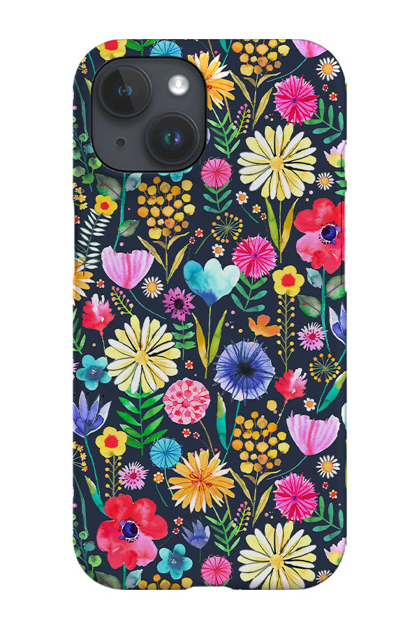 Colourful Flowers Spring Garden By Ninola Design Phone Case (Navy)
