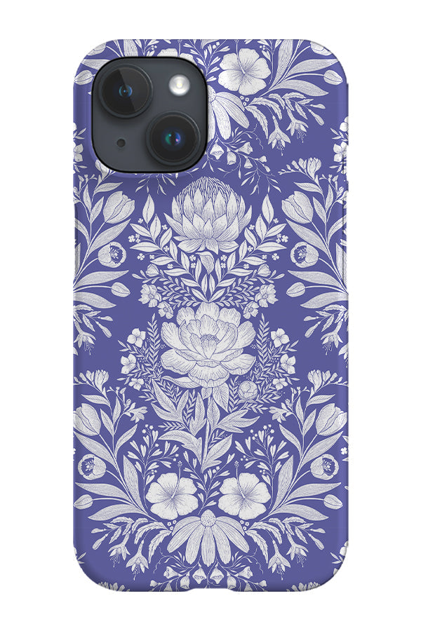 Garden Flower Block Print Damask by Denes Anna Design Phone Case (Veri Peri)