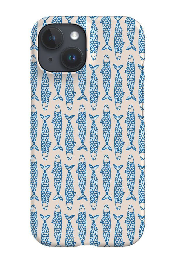 Mackerel Block Print by Kayla Ann Phone Case (Blue)