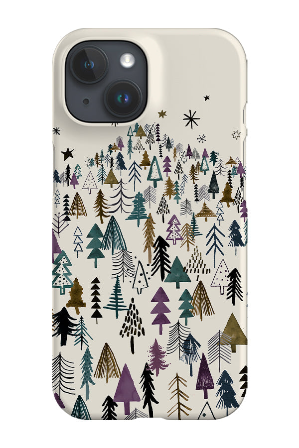 Night Forest Mountain Trees By Ninola Design Phone Case (Beige)