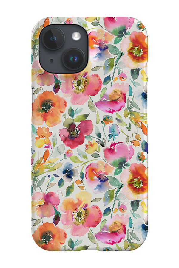 Psychedelic Watercolour Retro Poppies By Ninola Design Phone Case (Rainbow)