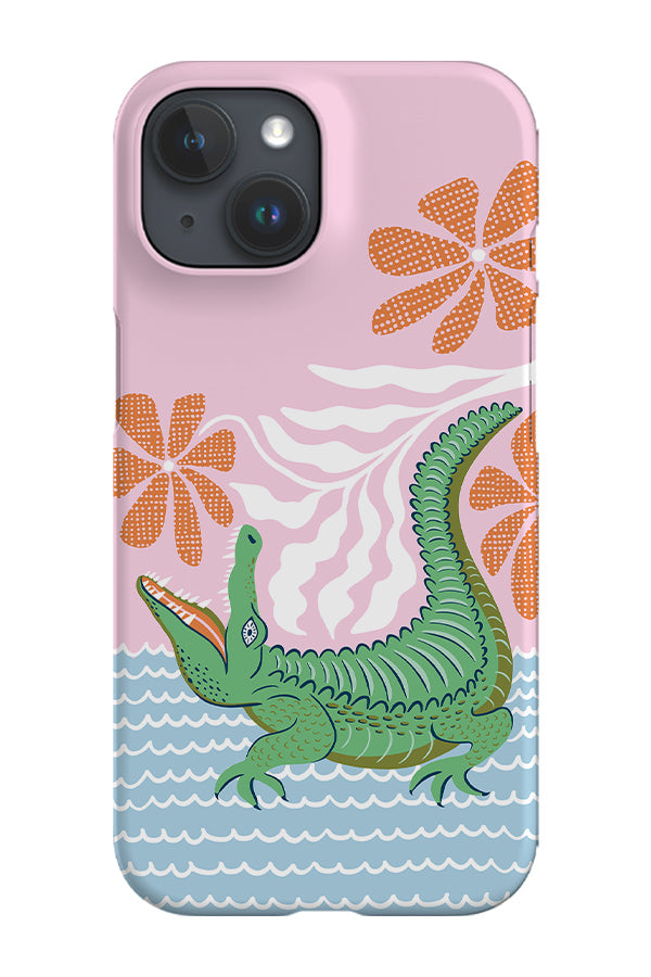 Crocodile Pop Art by Vivian Hasenclever Phone Case (Pink Blue)