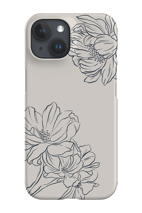 Classic Botanical Peonies Phone Case (Off White Blue)
