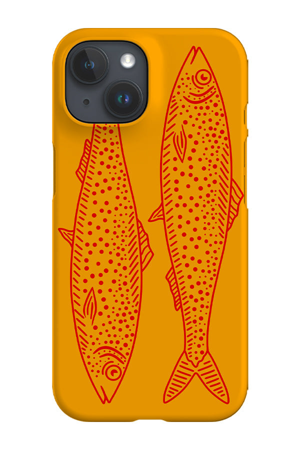 Line Art Fish Phone Case (Yellow Red)