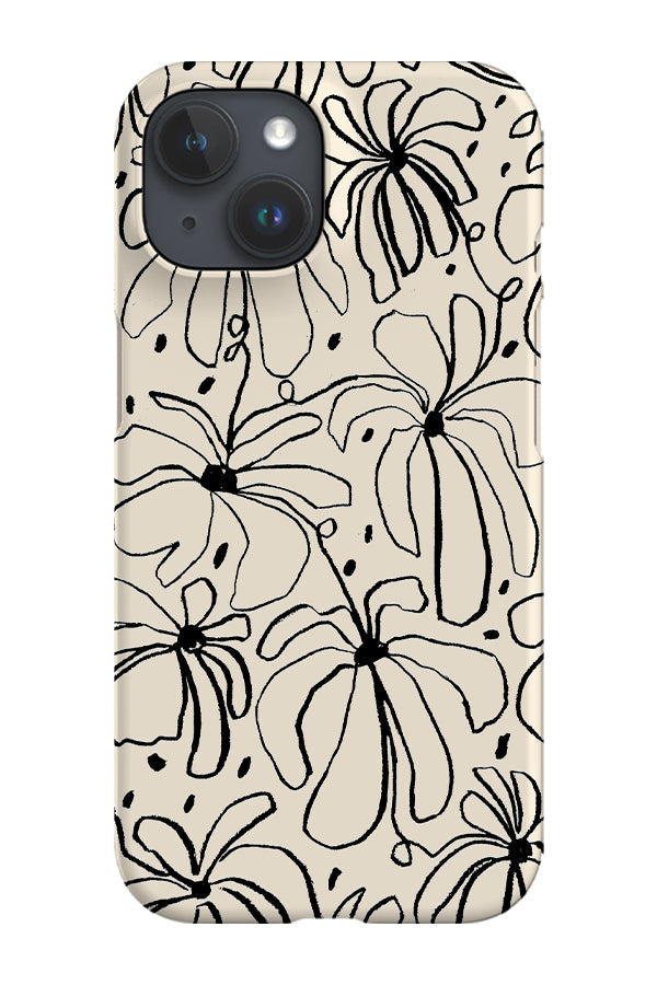Flowerscape Line Drawing Phone Case (Black)