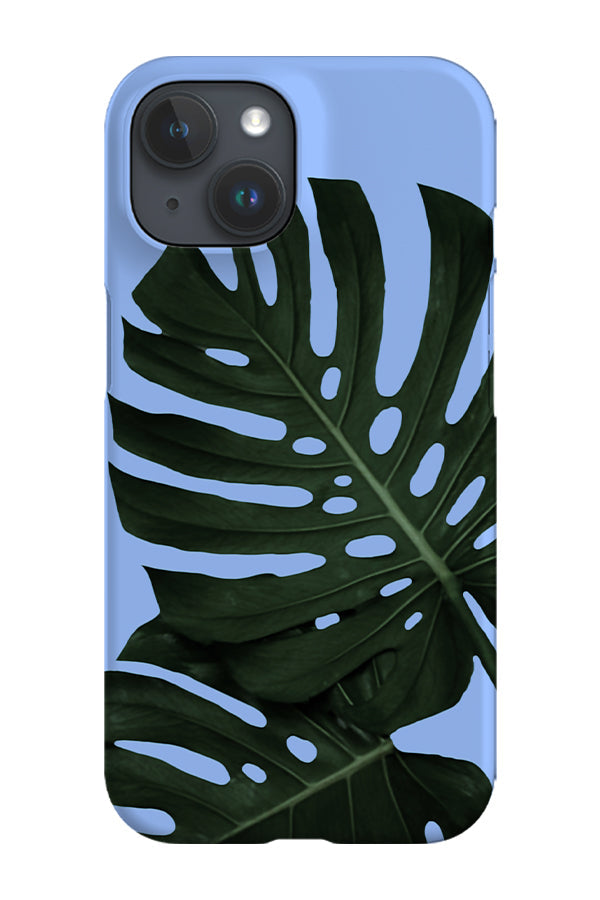 Green Monstera Palm Phone Case (Blue)