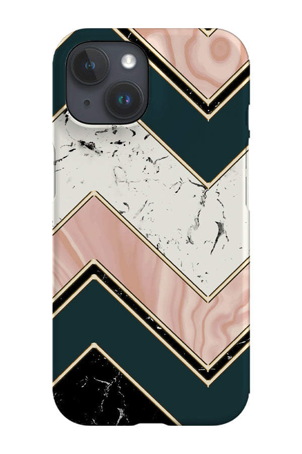 Marble Zig Zag Phone Case (Green Peach)