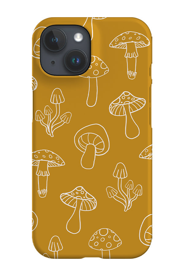 Cottagecore Mushroom Line Art Phone Case (Mustard)
