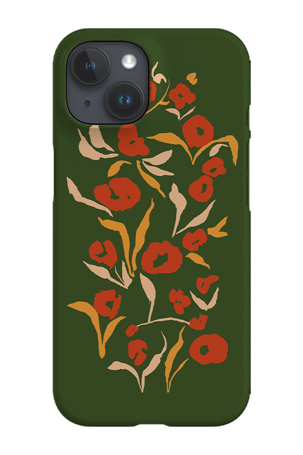 Painterly Floral Placement Phone Case (Seaweed Crimson Mustard)