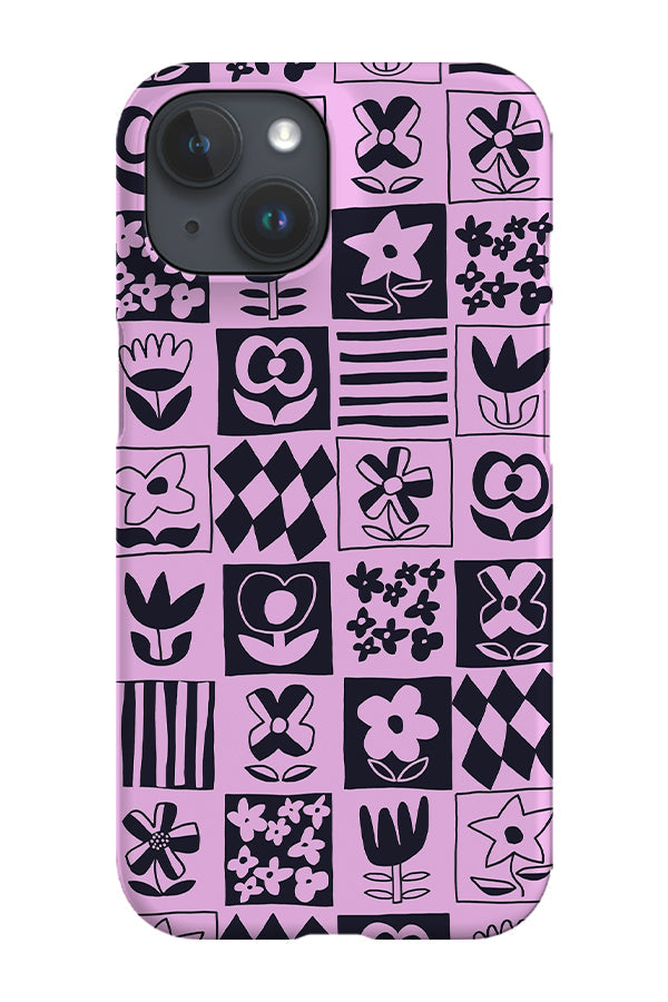 Six Flower Tile Phone Case (Pink Navy)