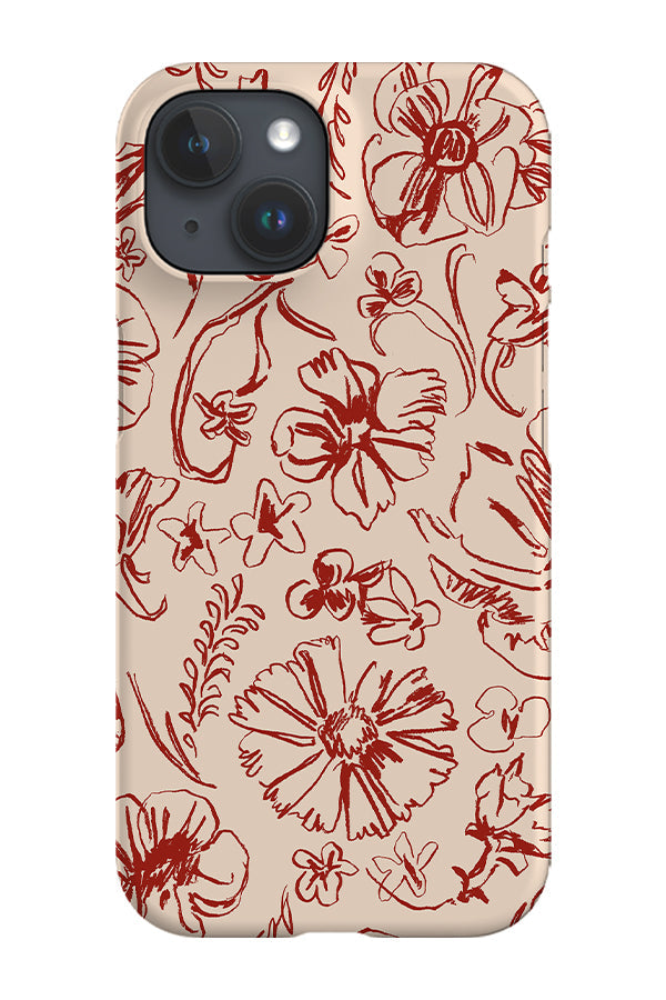 Sketchbook Floral Two-Tone Phone Case (Cream Crimson)