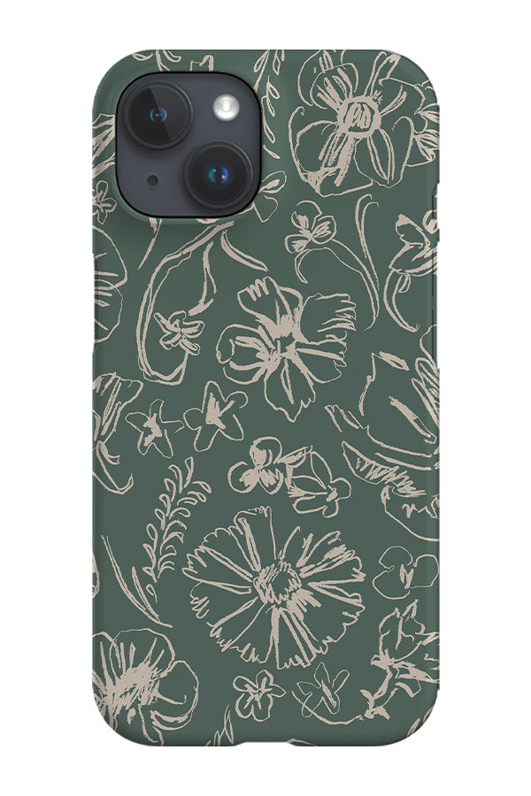 Sketchbook Floral Two-Tone Phone Case (Seaweed Beige)