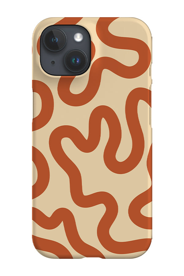 Swirl Lines Abstract Phone Case (Beige Burnt Orange)