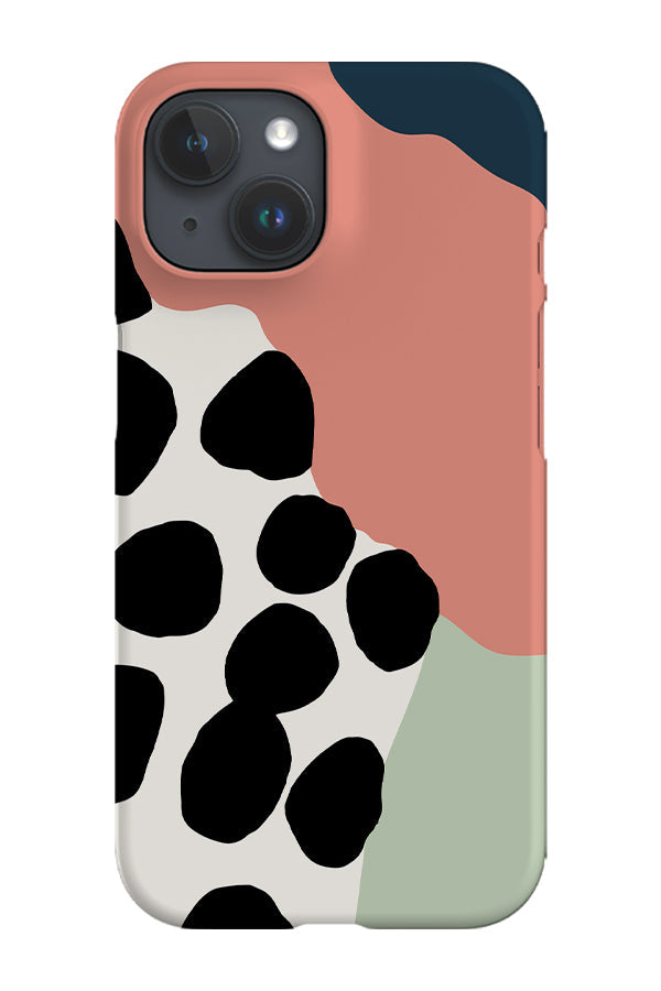 Wavy Shapes & Big Dots Phone Case (Coral Green)