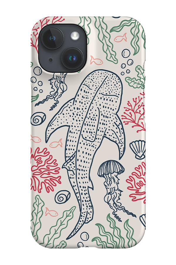 Whale Shark Coral Reef Phone Case (Vintage Nautical)